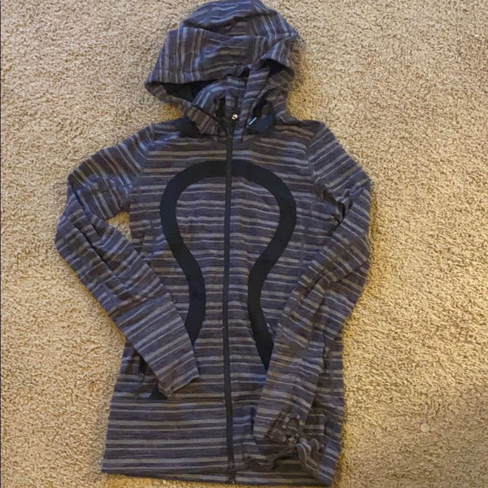 Lulu lemon grey striped scuba hoodie